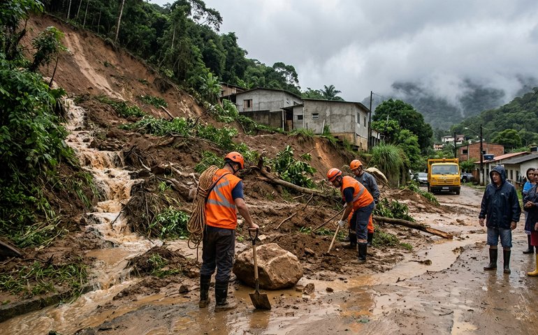 Chuva intensa provoca deslizamento fatal e deixa Angra dos Reis em alerta máximo