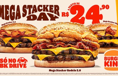 Burger King® apresenta o “Mega Stacker Day” em 28/08, com descontos irresistíveis para grandes fomes e sanduíches a partir de R$24,90