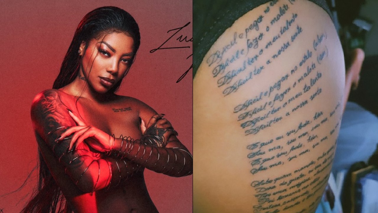 Fã faz tatuagem com letra de música de Ludmilla e surpreende cantora