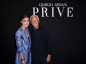 Alessandra Mastronardi e Giorgio Armani