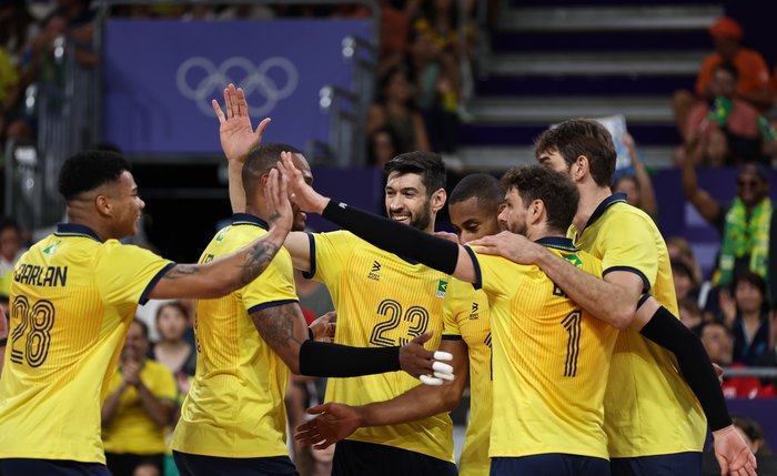 Jogos Olímpicos Paris 2024 - Vôlei masculino - Brasil vence o Egito no último jogo da primeira fase