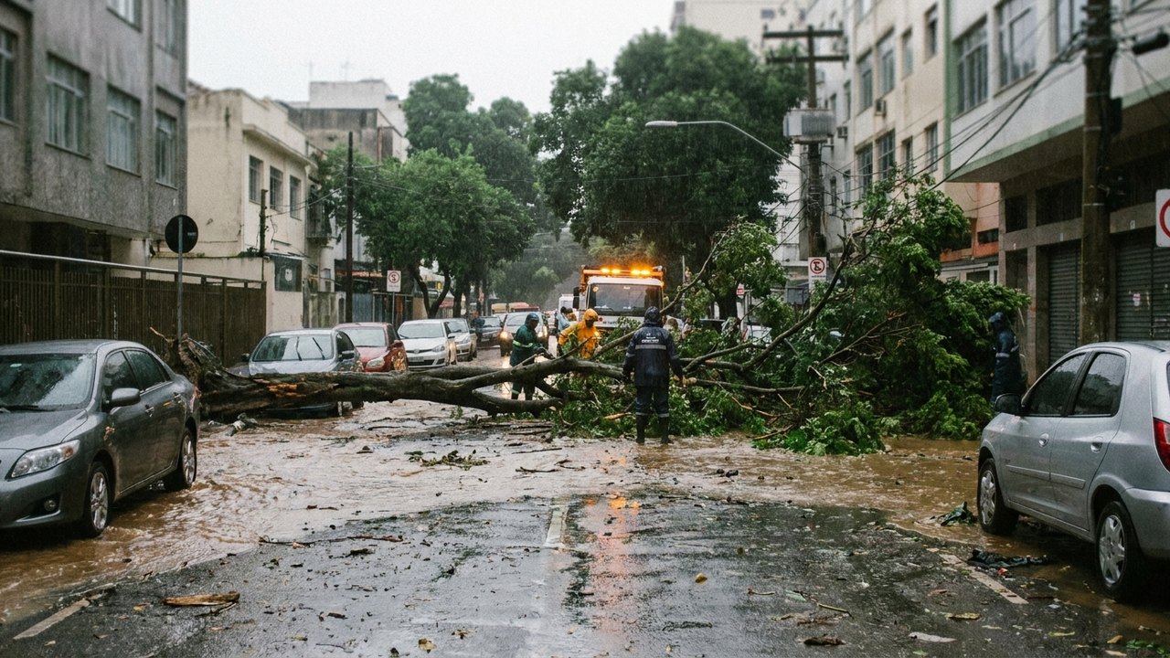 Chuva provoca queda de árvores e bolsões d’água no Rio; Defesa Civil emite alerta para este sábado