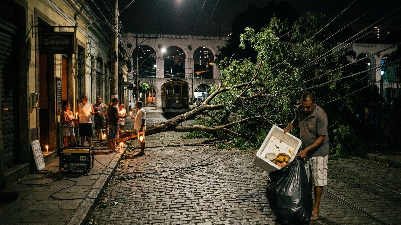 Sem luz há quase 48 horas, moradores e comerciantes de Santa Teresa acumulam prejuízos após ventania