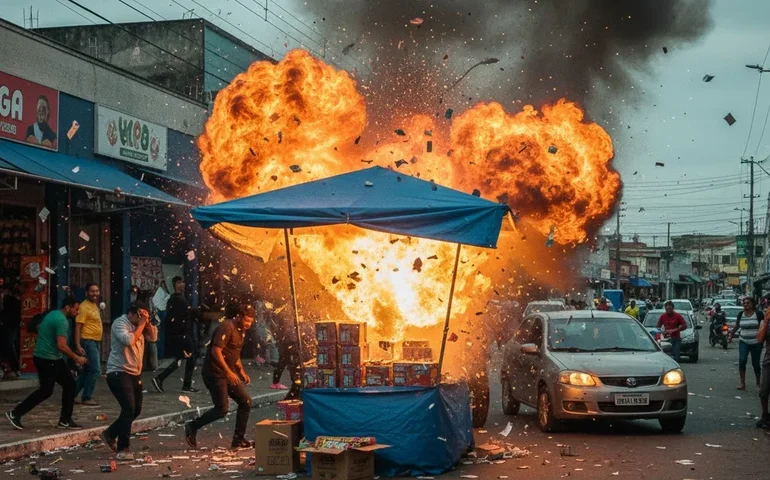 Barraca com fogos de artifício explode em Belford Roxo