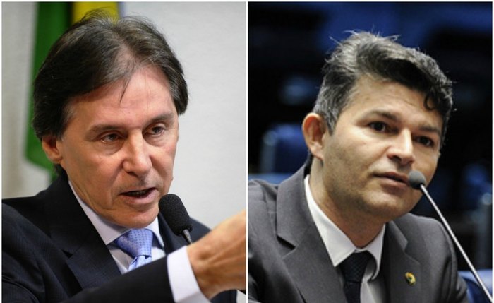 Os senadores Eunício Oliveira (PMDB-CE) e José Medeiros (PSD-MT) (Crédito: Divulgação)