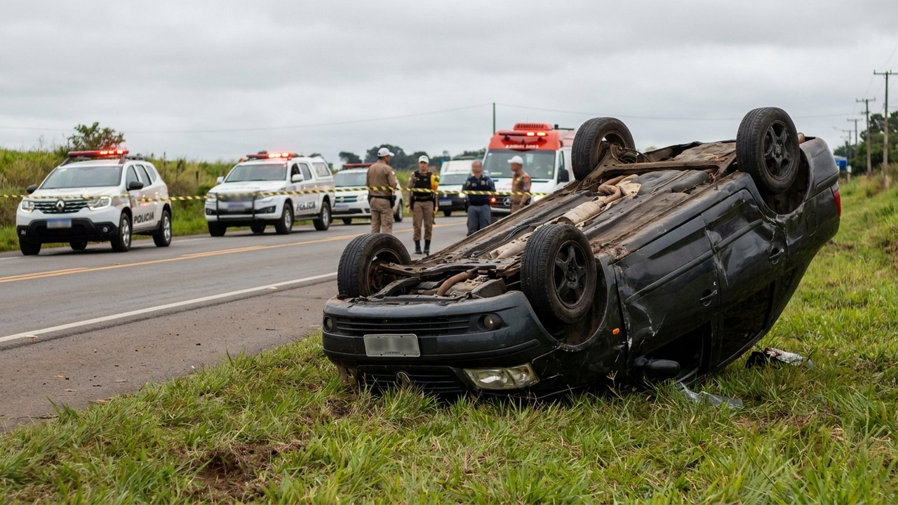 Jovem morre após carro saltar e capotar duas vezes em Santa Catarina