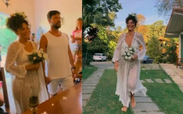 Juliana Paes é criticada por look transparente usado na renovação de votos em igreja: 'Falta de respeito'