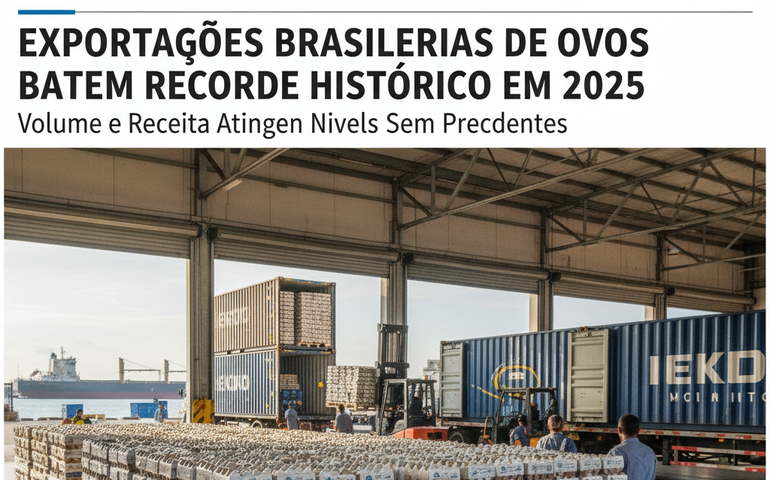 Exportações brasileiras de ovos batem recorde de volume e receita em 2025