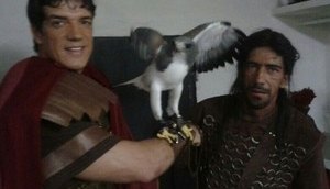 Percílio posa com ator Carlos Machado que faz Pilatos no espetáculo (Foto: Aquivo Pessoal)