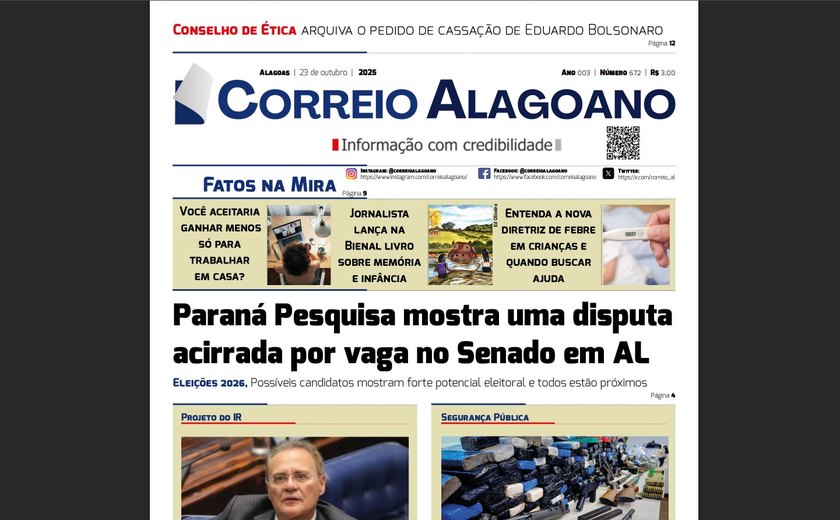 Paraná Pesquisa mostra uma disputa acirrada por vaga no Senado em Alagoas