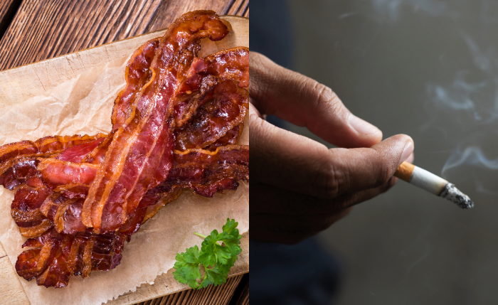 O bacon e o tabaco estão presentes no grupo 1 de carcinogênicos da Agência Internacional de Pesquisa em Câncer da OMS