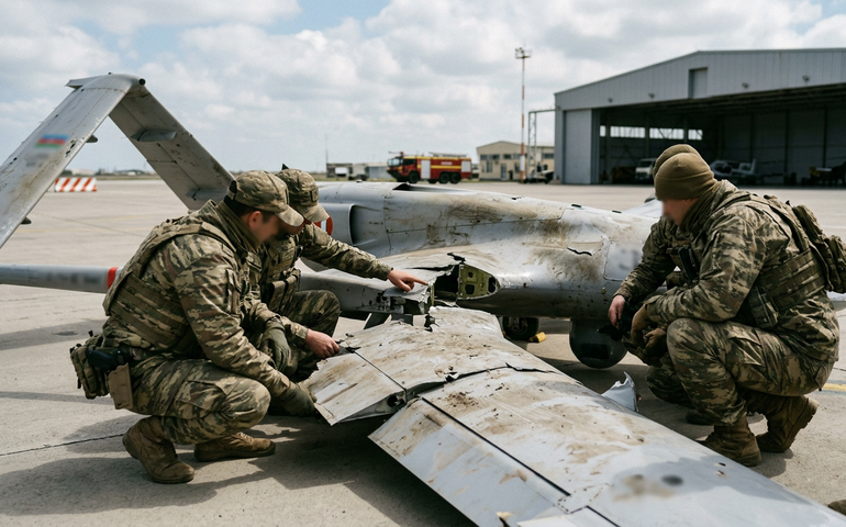 Veja mais imagens do drone que atingiu aeroporto azerbaijano