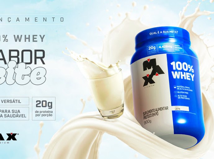 Novo 100% Whey sabor Leite, da Max Titanium, amplia ocasiões de consumo no dia a dia