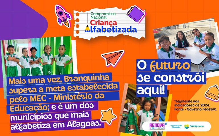 Em mais um ano, município de Branquinha supera meta e avança na alfabetização na idade certa