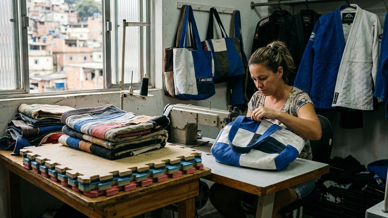 Projeto na Rocinha transforma quimonos de jiu-jítsu e tatames em produtos de moda sustentável