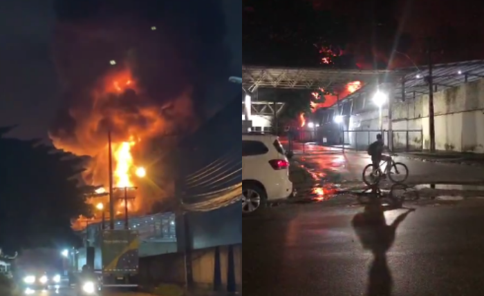 Incêndio de grandes proporções atinge fábrica em Maceió