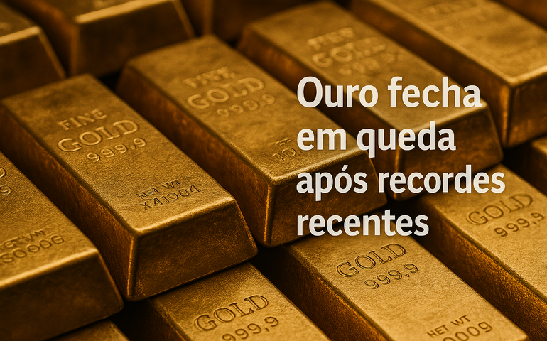 Ouro fecha em queda após recordes recentes
