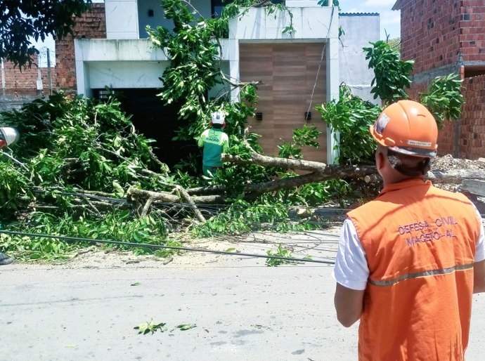 Defesa Civil de Maceió registra três ocorrências após ventos fortes no fim de semana