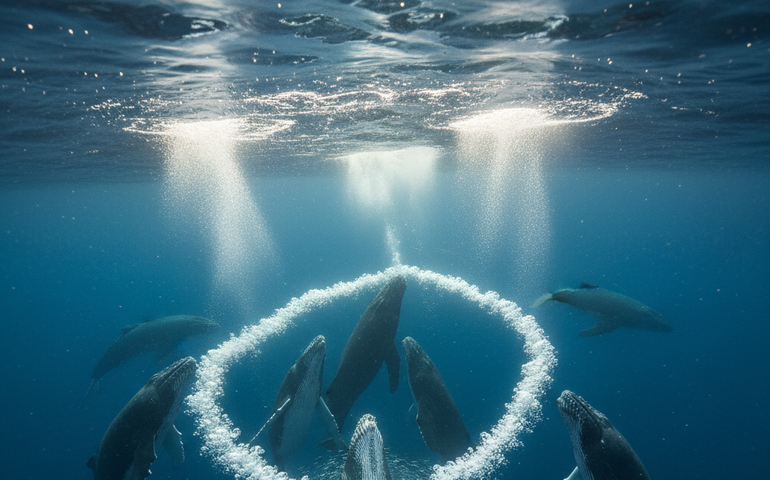 Conheça a técnica secreta das baleias-jubarte para se alimentar