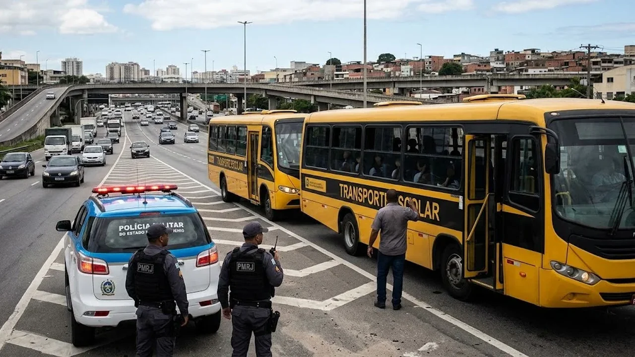 Dois ônibus escolares da Eleva são abordados por criminosos armados na Linha Vermelha