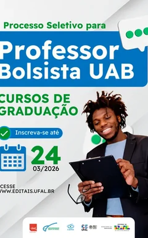 Ufal abre seleção para professores da UAB com inscrições até 24 de março
