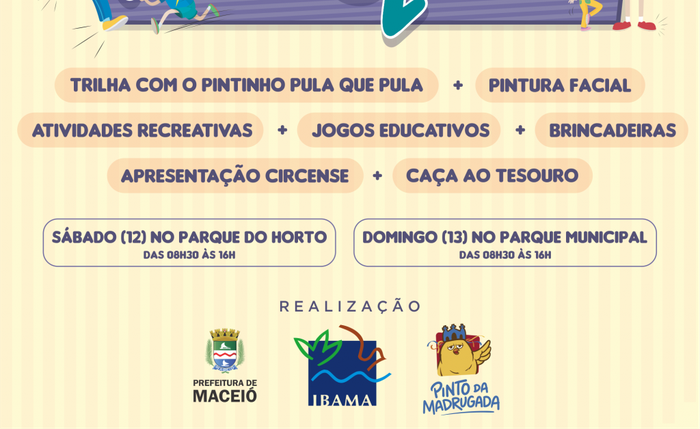 Parque do Horto e Parque Municipal ofertam atividades especiais para o Dia das Crianças
