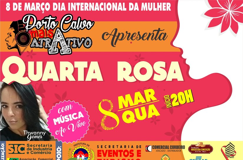 Porto Calvo Mais Atrativo apresenta Quarta Rosa no próximo dia 8 de março