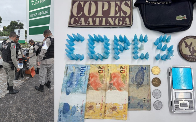 PM apreende drogas e moto adulterada durante ações em Olho d’Água das Flores e Maceió