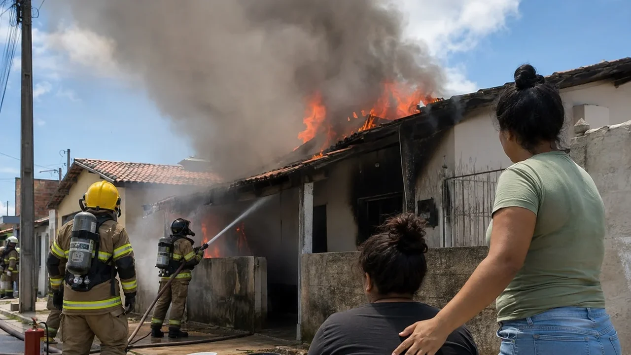 Incêndio provocado por vazamento de gás atinge residência e deixa uma pessoa intoxicada em Maceió