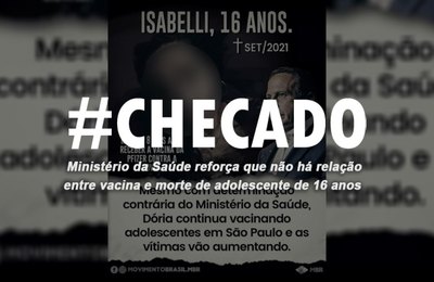 Checado: análises não identificam relação entre vacina e morte de adolescente 