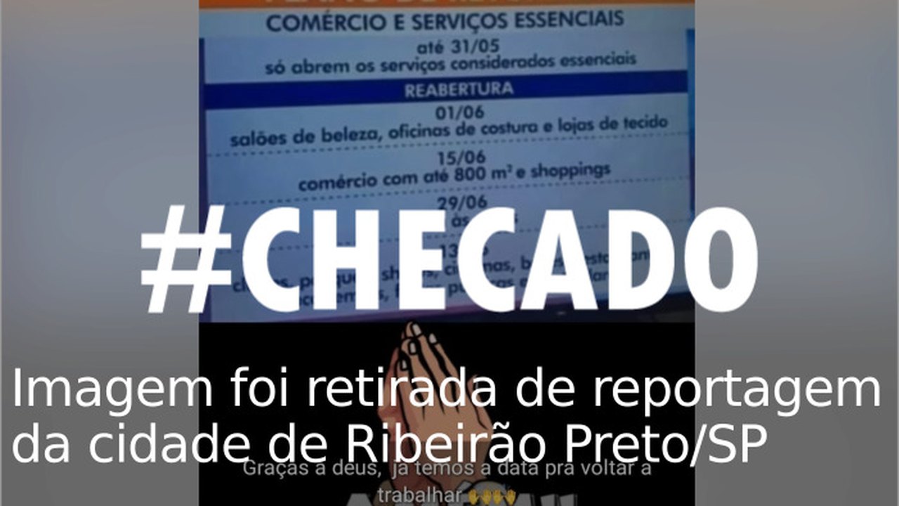 Imagem com datas para reabertura do comércio não é de Alagoas