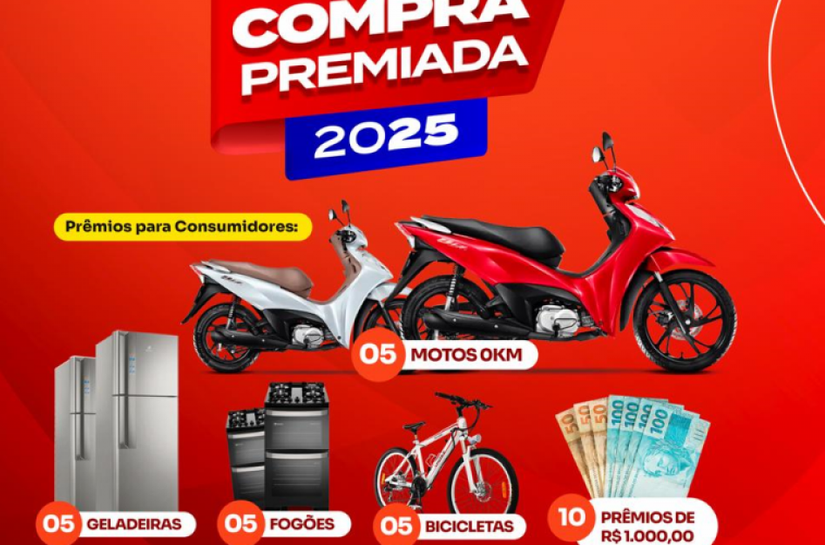Campanha Compra Premida 2025 vai sortear cinco motos para clientes em Campo Alegre