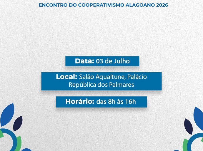 Encontro do Cooperativismo Alagoano está com inscrições abertas