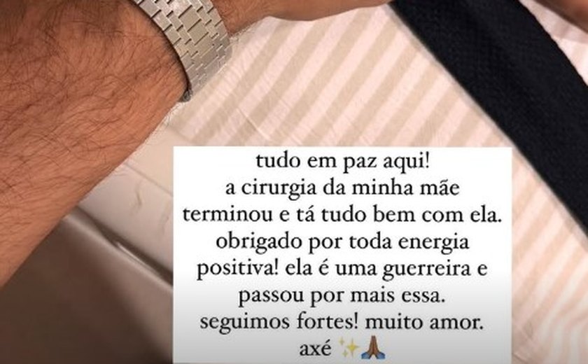 Filho de Preta Gil posta foto de mãos dadas com cantora após cirurgia: 'ela é uma guerreira'