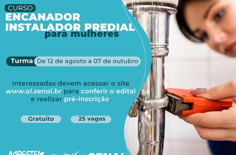Agreste Saneamento e Senai Alagoas lançam curso gratuito de encanador exclusivo para mulheres