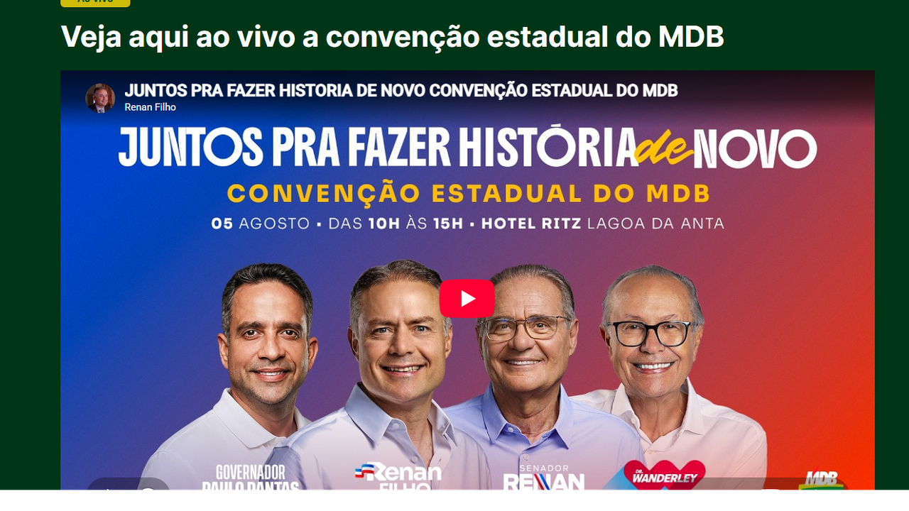 Tribuna do Sertão transmite ao vivo convenção do MDB; veja agora