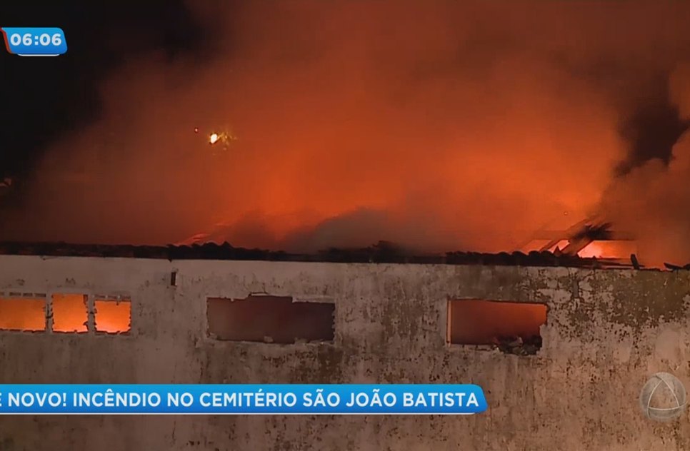 Incêndio de grande proporção atinge cemitério São João Batista na capital BGM