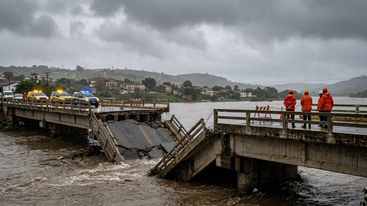 Temporal provoca destruição, interdita centro histórico e derruba ponte entre Piranhas e Sergipe