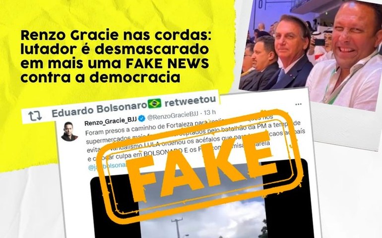 Marionete da família Bolsonaro, lutador Renzo Gracie espalha mais uma fake news contra Lula