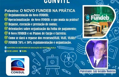 Conisul promove palestra sobre o novo Fundeb em Teotônio Vilela, nesta quarta, dia 30 