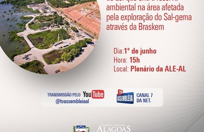 Audiência pública irá debater criação de reserva ambiental em área afetada pela Braskem