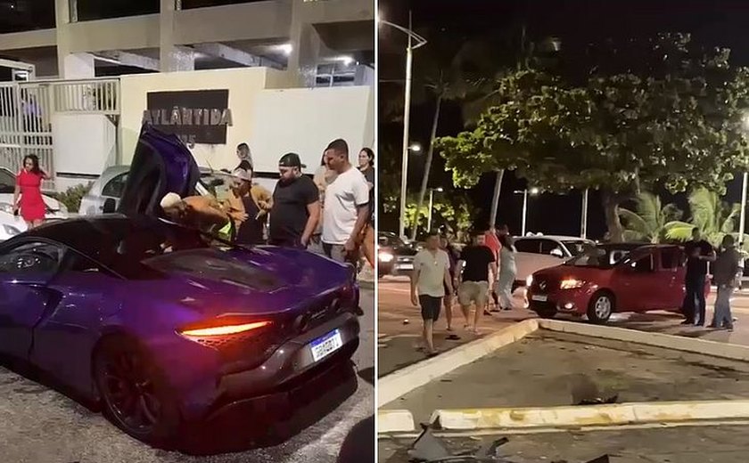 Carro bate em veículos e atropela duas pessoas na Ponta Verde, em Maceió, Alagoas