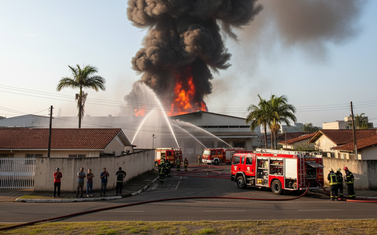 Incêndio de grandes proporções assusta moradores em Duque de Caxias