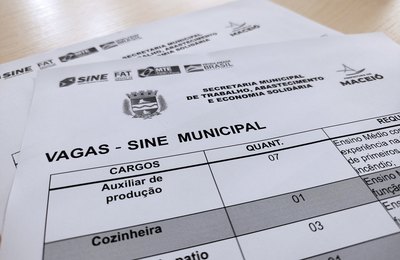Sine Maceió disponibiliza 300 vagas de emprego nesta 2ª