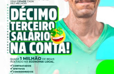Prefeitura de Japaratinga injeta quase um milhão na economia, com pagamento da segunda parcela do 13º