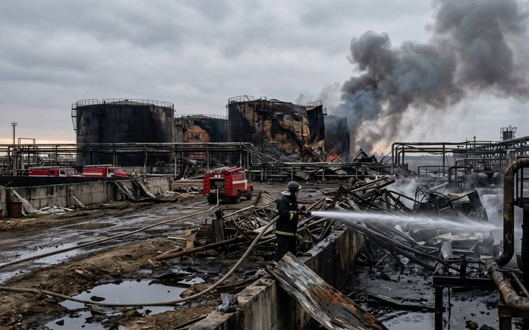 Ataque de drones ucranianos provoca incêndio em terminal de petróleo na Rússia