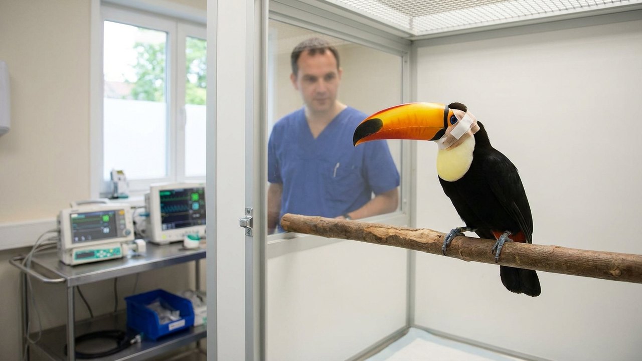Tucano atropelado na BR-040 faz cirurgia de catarata e volta a enxergar; veja vídeo