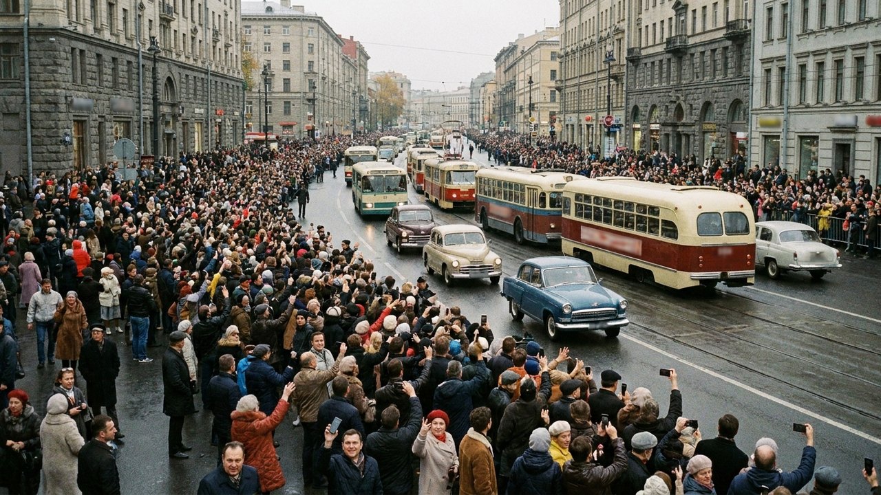 Mais de 180 mil visitantes 'voltam no tempo' em desfile de transporte retrô em Moscou