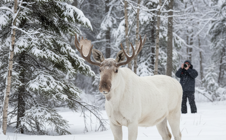 Mistério branco entre os flocos de neve