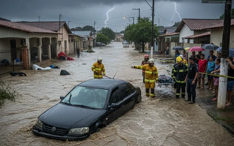 Mulher morre após carro ser arrastado por correnteza em Hortolândia, no interior de SP